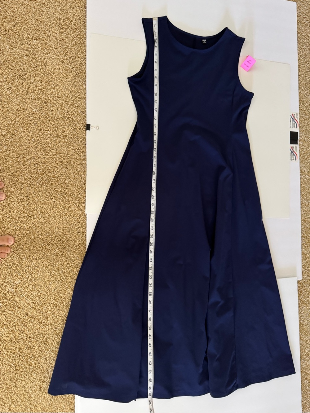 Uniqlo AIRism Navy Sleeveless Maxi Dress M GUC (160) - Picture 7 of 8